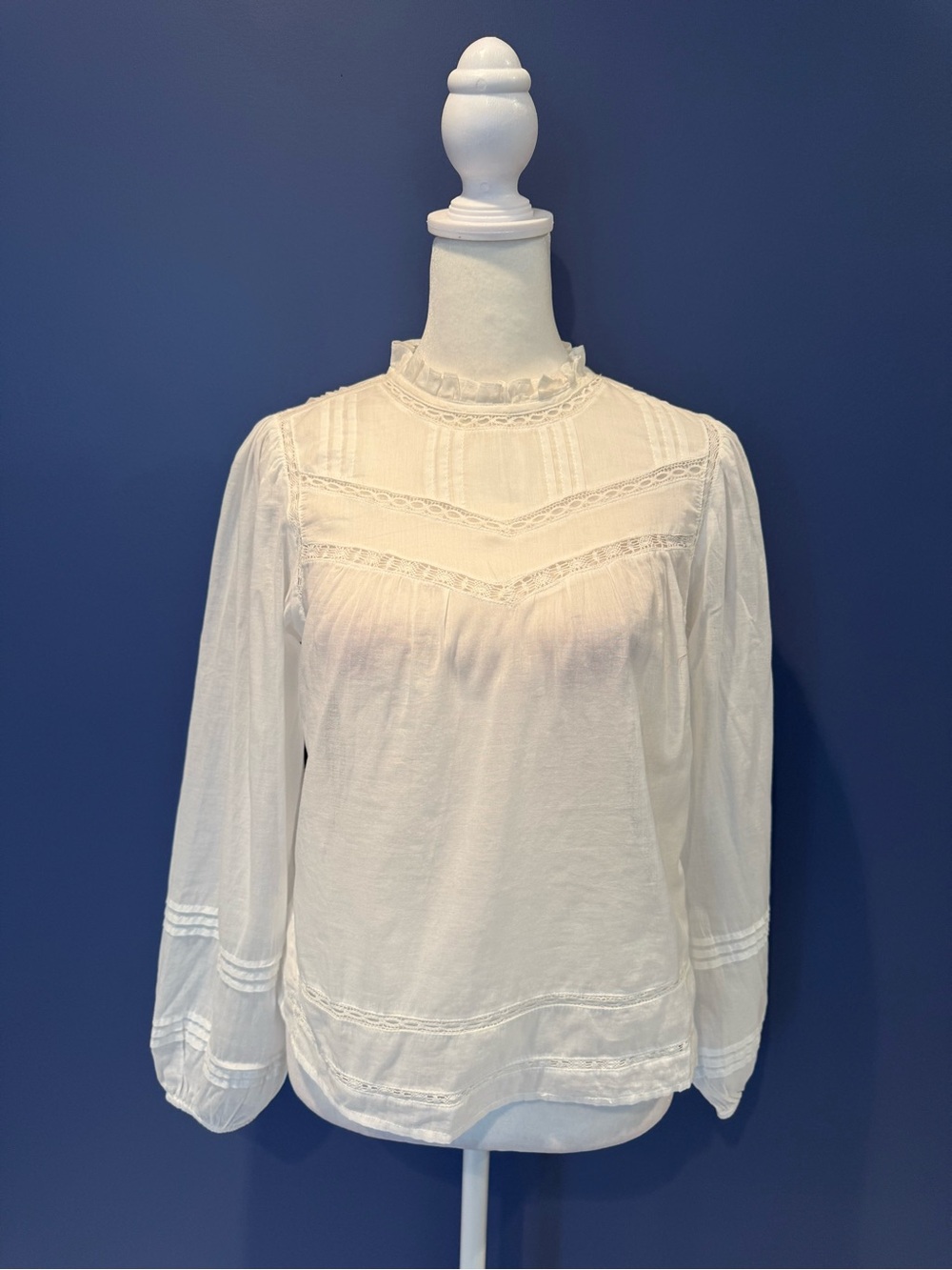 Women's Rails Reyna Cream Lace-Trim Long Sleeve Blouse